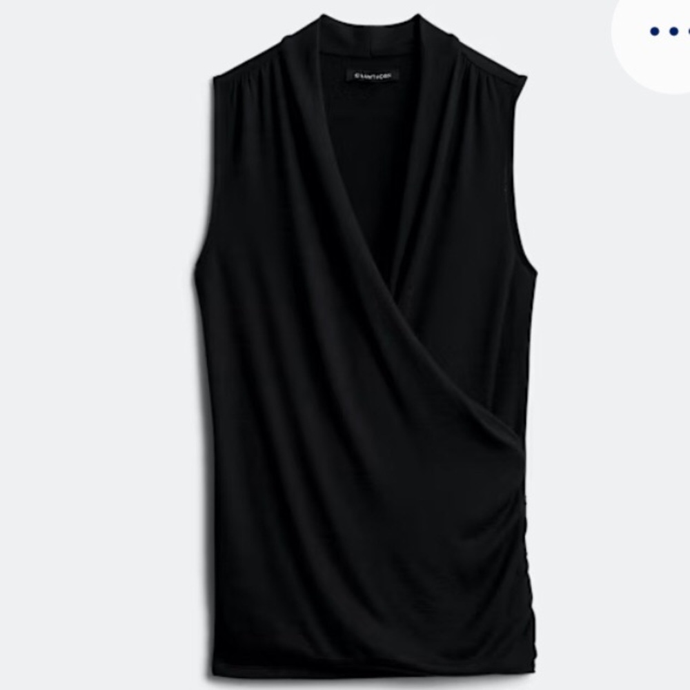 41 Hawthorn Black Sleeveless Benni Wrap Front Ruched Knit Top Large.